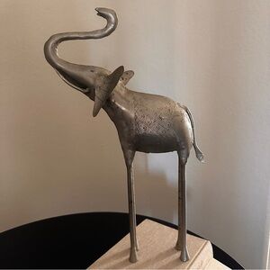 Silver Metal Elephant Figurine Sculpture